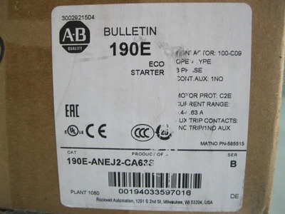 NEW Allen-Bradley 190E-ANEJ2-CA63S