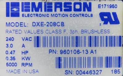NEW EMERSON DXE-208CB SERVO MOTOR DXE208CB 960106-13-A1