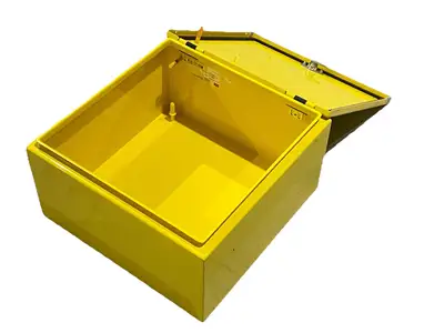 USED HOFFMAN CONCEPT SINGLE-DOOR ENCLOSURE 16" X 16" X 8" YELLOW STEEL