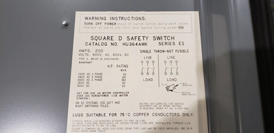 USED SQUARE D HU364AWK