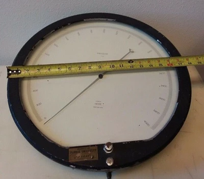 HEISE Pressure Gauge 0-4000 16" Divisions Test Gage Newtown Conn Steampunk
