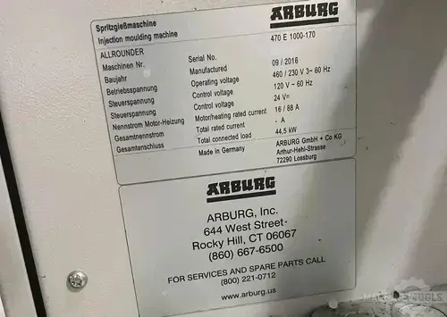 Used 2016 ARBURG ALLROUNDER 470E 1000-170 Injection Molding Machines Arizona US | KD Machinery #711559