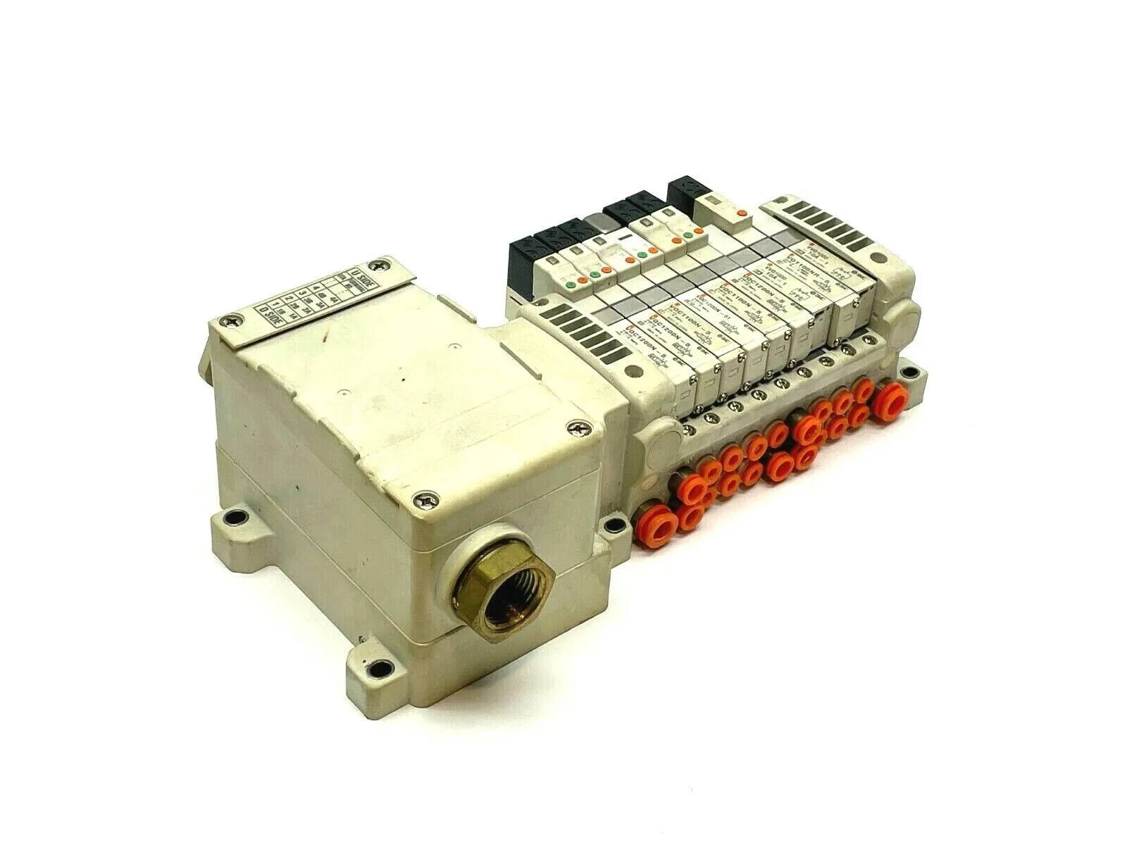 VV5QC11-09N3TD0-S | SMC  Manifold Base w/ Terminal Box and Solenoids - Used