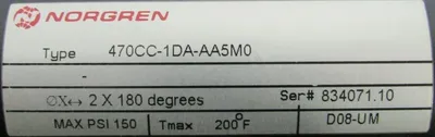 NEW NORGREN 470CC-1DA-AA5M0 ROTARY CYLINDER 2×180 DEGREES 470CC1DAAA5M0