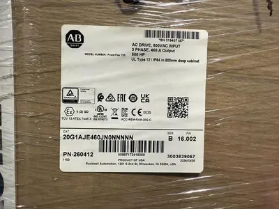 NEW ALLEN-BRADLEY MCC ENCLOSURE W/ 500HP POWERFLEX 755 DRIVE 20G1AJE460JN0NNNNN