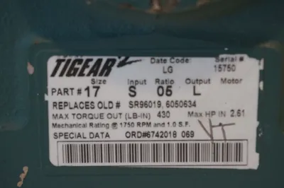 NEW DODGE TIGEAR 2 17S05L GEAR REDUCER 1750 R.P.M.