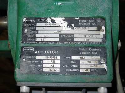 Fisher 6" V150 V-Ball Valve Air Operated , Body Material WCC