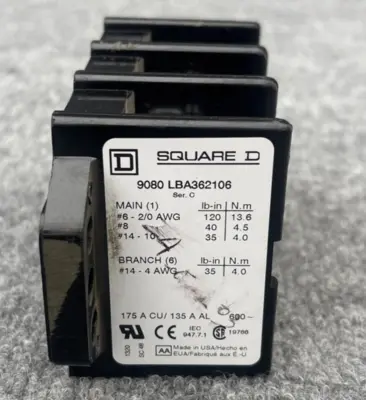 Used Square D 9080 LBA362106 Terminal Blocks California US | Davliegogo LLC #1708005