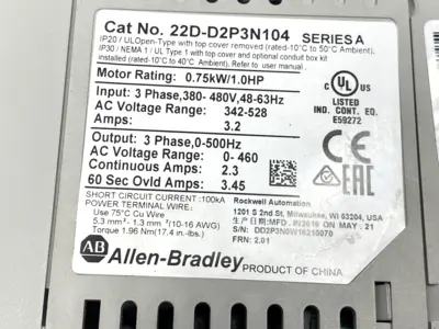 USED ALLEN-BRADLEY 22D-D2P3N104 SER. A