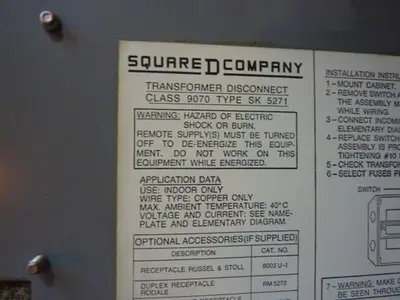 USED SQUARE D 9070-SK5271S
