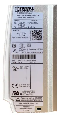 Used Phoenix Contact TRIO-PS-2G/1AC/24DC/20 Automation Control (HMI) California US | Heavy Wall Consulting #1310661