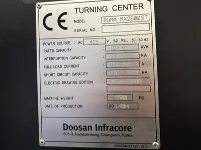 2014 DOOSAN PUMA MX2600ST 5-Axis or More CNC Lathes | Olympia Technical Services (12)
