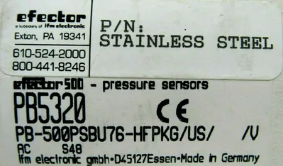 NEW EFECTOR PB5320 PRESSURE SENSOR PB-500PSBU76-HFPKG/US/V