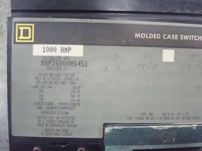 Square D MHP36000M6451 Molded Case Switch 1000 Amps 600VAC Used