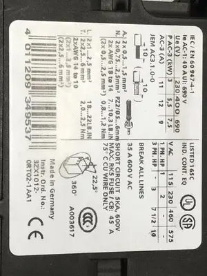 USED SIEMENS 3RT1024-1A