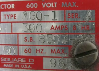 USED SQUARE D 8503-MG0-1 CONTACTOR SER A SIZE 5 8503MG01