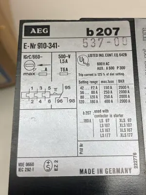 New | in-Stock AEG B 207 E-NR 910-341-537-00 PLC Contactors Ohio US | Surplus Asset Holdings #1241610