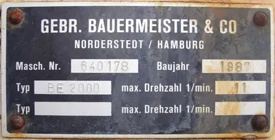 USED BAUERMEISTER AND CO BE 2000