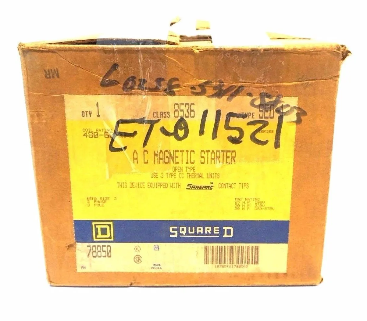 NEW SQUARE D 8536-SEO-1 MAGNETIC STARTER 8536SE01