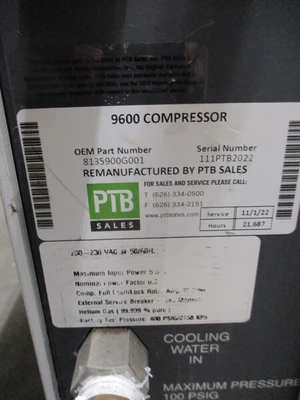 CTI - Cryogenics #9600, compressor, reman.