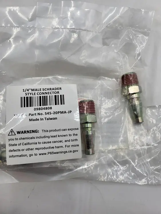 New | in-Stock SCHRADER 1/4" MALE SCHRADER 09804808 / S45-20PMA-JP PNEUMATIC HOSE Hoses | ND Industrial Surplus #1215794