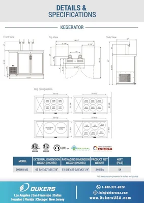 New | in-Stock Dukers New Dukers DKB48-M2 Dual Tap Kegerator Beer Equipment Illinois US | Falcon Restaurant Supply #1376341