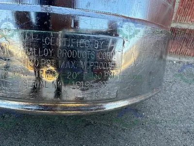 USED ALLOY PRODUCTS 45 LITER STAINLESS STEEL PRESSURE VESSEL 130 PSI