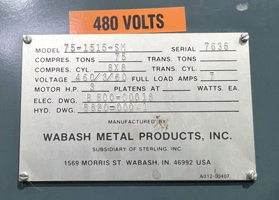 USED WABASH WABASH 75-1515-SM PRESS