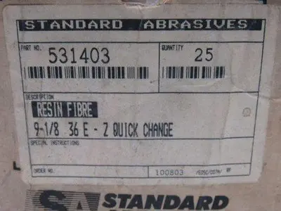 Standard Abrasives 531403 9-1/8 36E Z Quick Change Resin Fiber Disc lot of 25