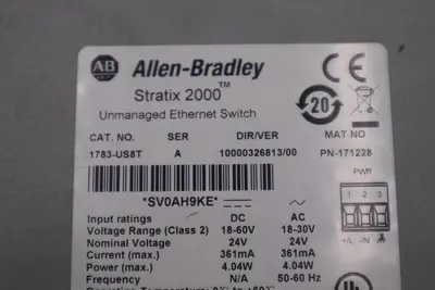 ALLEN BRADLEY 1783-US8T STRATIX 2000 UNMANAGED ETHERNET SWITCH SER A #K-2643