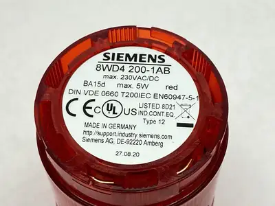 USED SIEMENS 50MM STEADY-LIGHT ELEMENT RED 12-230V W/ LED BULB