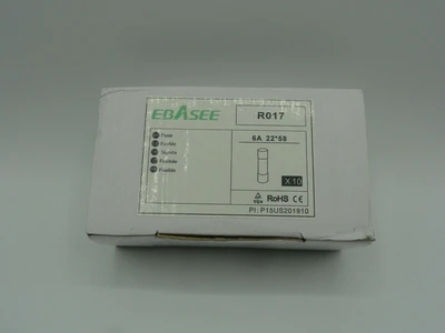 Box of (10) EBASEE R017 Fuses, 22x58mm, 500V-100KA, gG 6A, IEC60269 *NEW*
