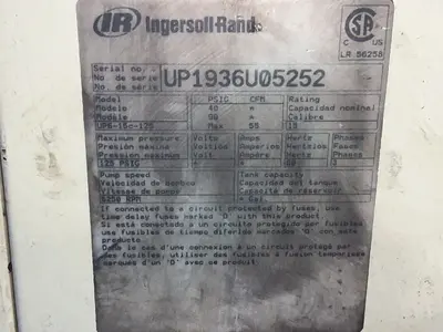 Used 2005 INGERSOLL RAND UP615C125 Rotary Screw & Sliding Vane Air Compressors Ohio US | HGR 24 #1567465