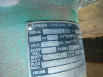 Fisher 6" 125 Rating, Iron Flanged Control Valve