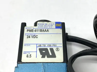 USED MAC VALVES SOLENOID COIL 25-150PSI 8.5W 24VDC MISSING SCREW