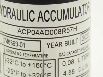 Parker ACP04AD008R57H Forklift Hydraulic Accumulator 3770 PSI Off Hyster E80XN