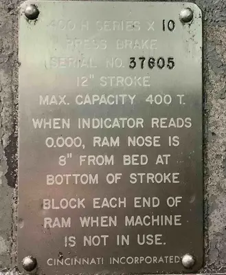 USED CINCINNATI 400H X 10