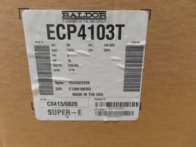 25 hp Baldor, new surplus, 1770 RPM, Frame 284T