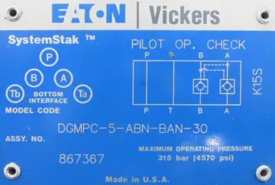 NEW VICKERS DGMPC-5-ABN-BAN-30 CHECK VALVE 867367 DGMPC5ABNBAN30