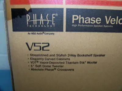 (2) Phase Technologies V52 5.25" 120W 2-Way Bookshelf Speakers - NEW IN BOX