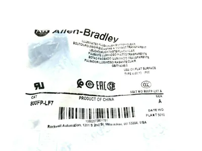 NEW ALLEN BRADLEY 800FP-LF7 FLUSH PUSH BUTTON CLEAR 800FPLF7