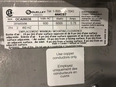 New | in-Stock 2014 OUELLET OCA06036 Parts (Hydraulics and Pneumatics) British Columbia CA | Lenmark #271487