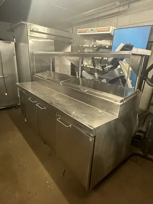 174-0190 Architectural Stainless Inc Self Contained Pizza Prep Unit w/ Overshelf