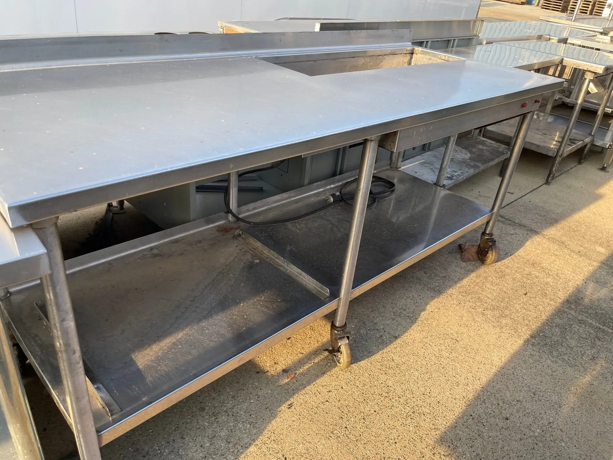 Used FalconRestaurantSupply Used 82" Stainless Steel Table with Drain - SS211 Food Prep Tables Illinois US | Falcon Restaurant Supply #1375976
