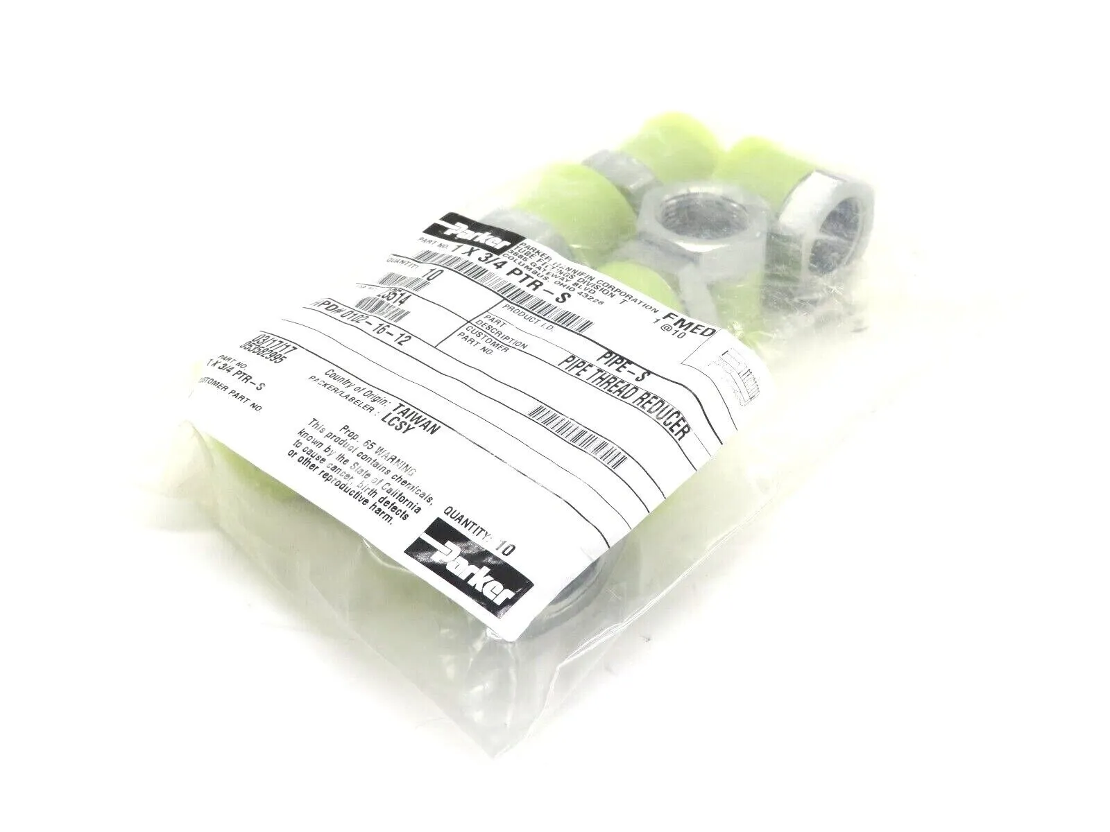 NEW LOT OF 10 PARKER 1 X 3/4 PTR-S PIPE THREAD REDUCER 1X34PTRS