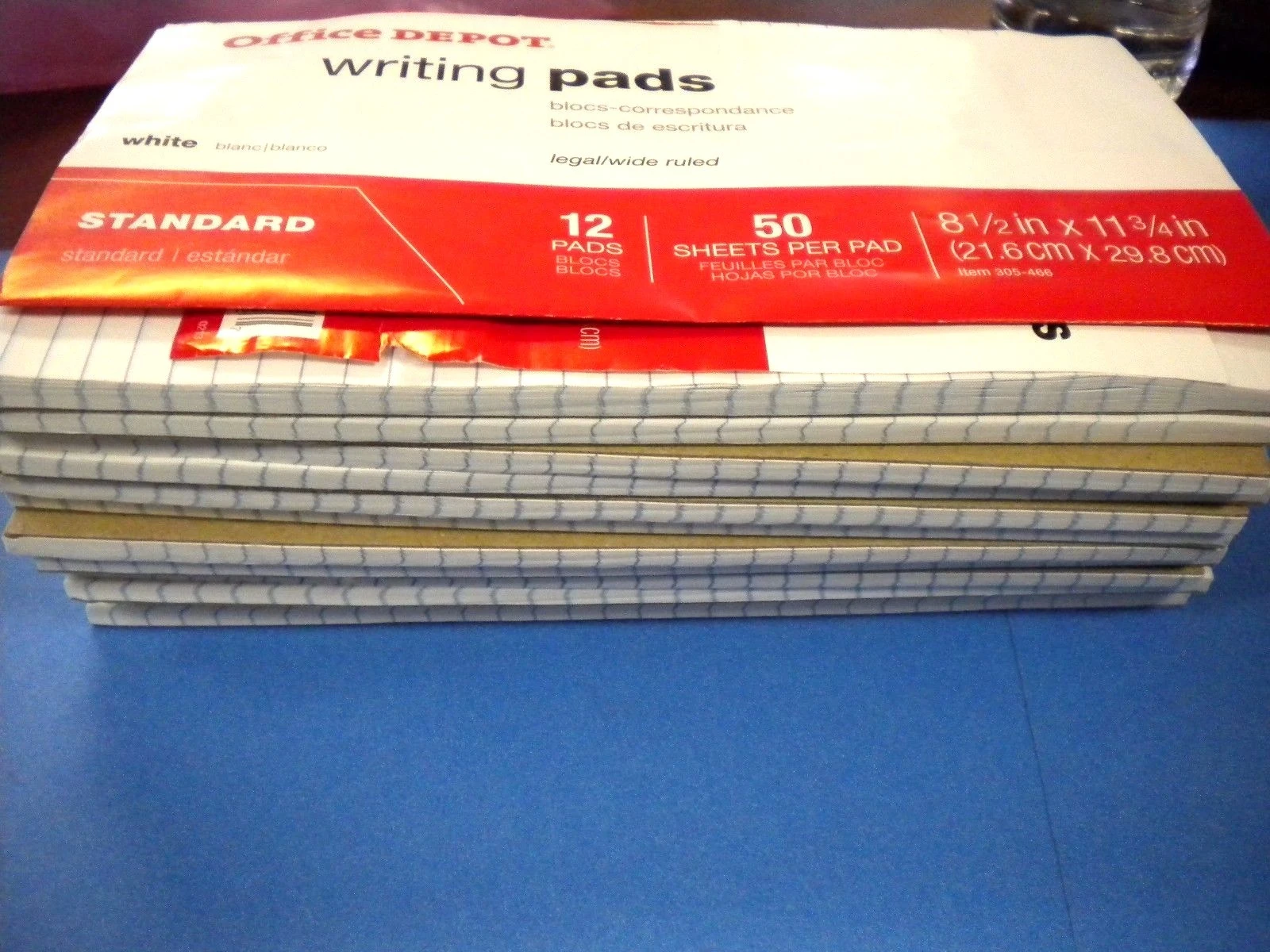 NEW Office Depot WHITE STANDARD 8.5" X 11 3/4" WRITING PADS