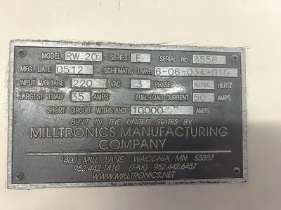 USED 2005 MILLTRONICS RW20 3 AXIS VERTICAL MACHINING CENTER