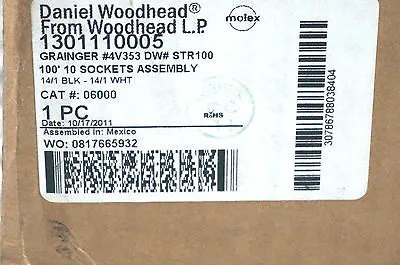 10 NEW DANIEL WOODHEAD STR100 GRAINGER 4V353 SOCKET ASSEMBLYS 1301110005