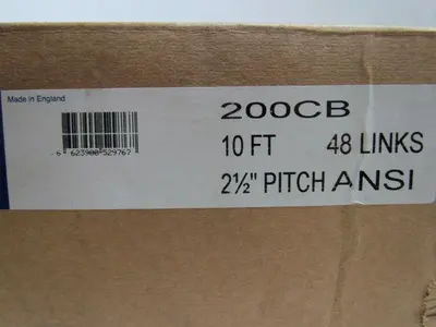 Renold 200 200CB 2-1/2" Pitch ANSI Cottered Roller Chain w/Connect Link 10' NIB
