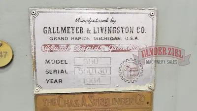Used GALLMEYER & LIVINGSTON 550 Reciprocating Surface Grinders Michigan US | Vander Ziel Machinery Sales #480467